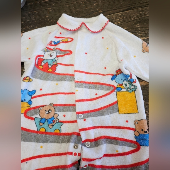 Vintage Baby Footie Pajamas 3-6 RARE CARNIVAL Theme unisex - Picture 6 of 8